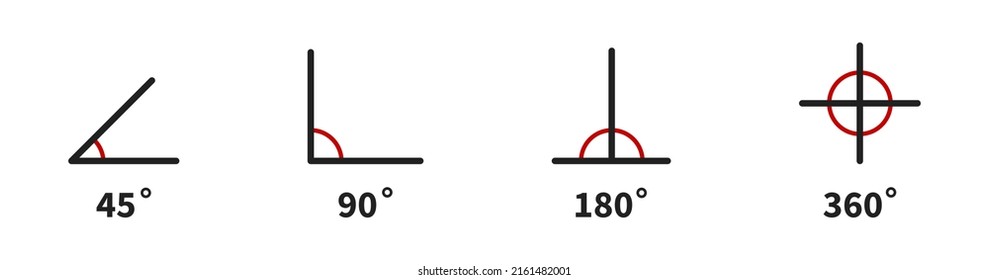 Degree Angle Icon Set. Angles Icons On White Background. EPS 10.