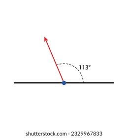 113° degree Angles. vector illustration. math geometric. isolated on white background