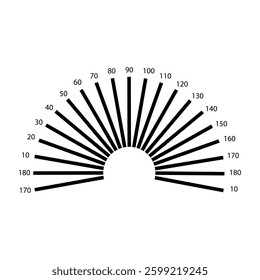 Degree of astigmatism test grid. lines degrees printable chart retina examination. vision and eyesight check
