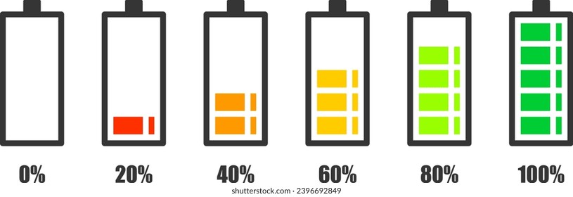 Degree of battery charge. Simple icon flat design. Vector illustration.