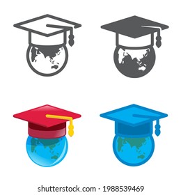 degree cap designed icons set. Vector illustration.
