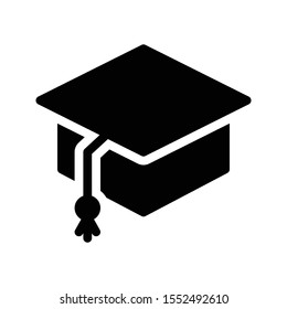 degree cap glyph flat icon