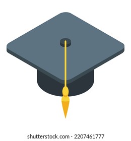 Degree Cap Symbol. Isometrischer Gradkappe, Vektorsymbol für Webdesign einzeln auf weißem Hintergrund