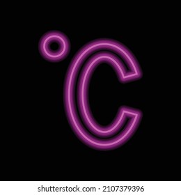 Degree celsius simple icon. Flat desing. Purple neon on black background.ai