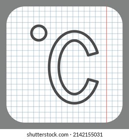 Degree celsius simple icon. Flat desing. On graph paper. Grey background.ai