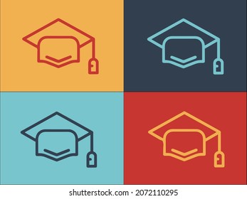 Vorlage für das Logo der Gradzeremonie, einfaches flaches Symbol mit Deckel, Grad, Bildung