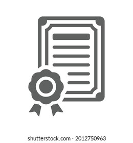 Degree, certificate, education icon. Gray vector graphics.
