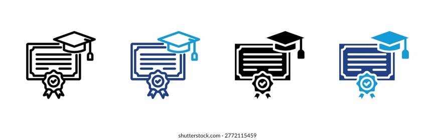 Degree Certificate icon collection with multiple styles