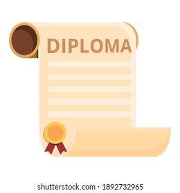 Degree diploma icon. Cartoon of degree diploma vector icon for web design isolated on white background