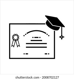 Degree Diploma Icon, Graduation Certificate Icon, Educational Institution Deed Of Completed Study Course Vector Art Illustration