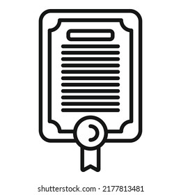 Degree diploma icon outline vector. School cap. Master skill