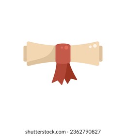 Degree diploma roll icon flat vector. Online university. Master skill isolated