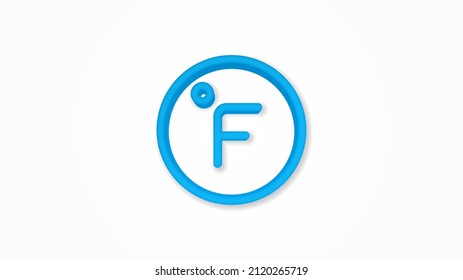 degree Fahrenheit 3d line flat color icon. Realistic vector illustration. Pictogram isolated. Top view. Colorful transparent shadow design.
