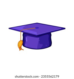 degree graduation hat cartoon. black academic, study tassel, graduate academy degree graduation hat sign. isolated symbol vector illustration