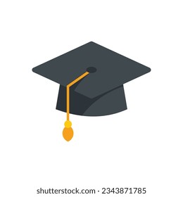 Degree hat icon flat vector. University diploma. Student academy isolated