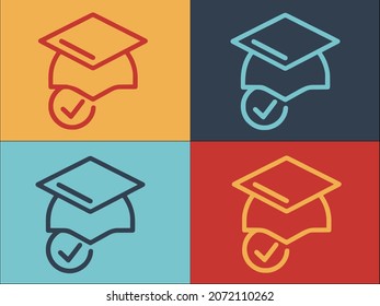 Degree Hat Logo Template, Simple Flat Icon of college,cap,education