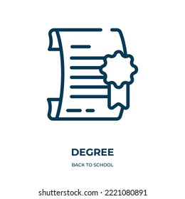 Degree icon. Linear vector illustration from back to school collection. Outline degree icon vector. Thin line symbol for use on web and mobile apps, logo, print media.