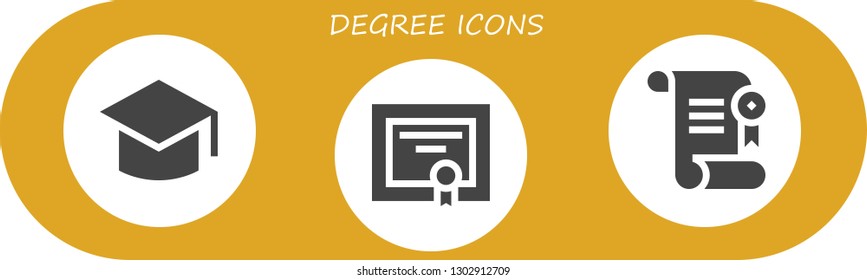  degree icon set. 3 filled degree icons.  Simple modern icons about  - Graduation, Diploma, Certificate