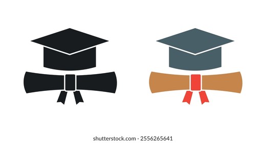 Degree icon set in black and colored versions.