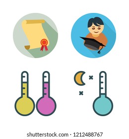 degree icon set. vector set about diploma, thermometers, graduate and temperature icons set.