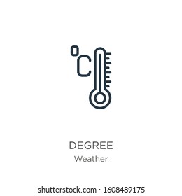 Degree icon. Thin linear degree outline icon isolated on white background from weather collection. Line vector sign, symbol for web and mobile