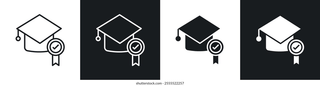 Degree icon vector collection in black and white.