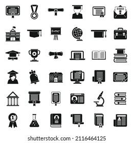 Degree icons set simple vector. Academic bachelor. Celebration ceremony