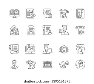 Degree line icons, signs, vector set, outline illustration concept 