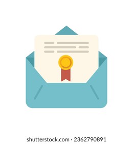 Degree mail icon flat vector. Diploma education. School study isolated