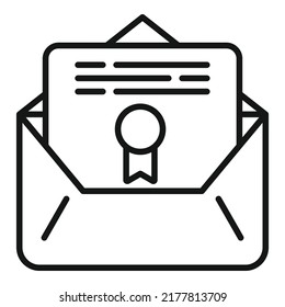 Degree mail icon outline vector. Diploma education. School study