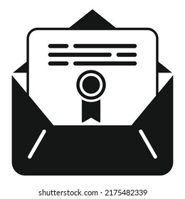 Degree mail icon simple vector. Diploma education. School study