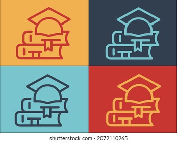 Degree Materials Logo Template, Simple Flat Icon of degree,vector,school