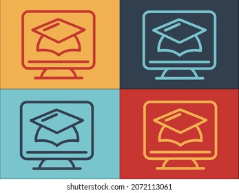Degree Online School Logo Template, Simple Flat Icon of education,school,online