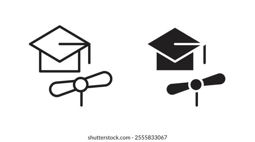 Degree outlined and solid icon vector collection.