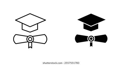 Degree outlined and solid icon vector collection.