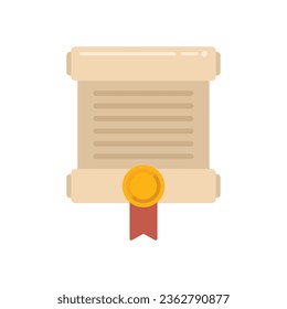 Degree papyrus icon flat vector. Online study. Training success isolated
