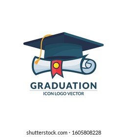 Degree scroll and graduation cap vector. with colorful and black outline design