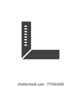 Degree square ruler icon vector, filled flat sign, solid pictogram isolated on white. Setsquare tool symbol, logo illustration