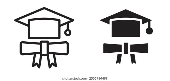 Degree vector icon set in black color.