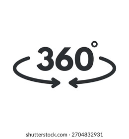 Ícone de exibição de grau representando uma perspectiva de 360 graus em formato vetorial para visualização clara