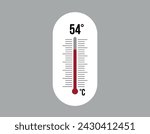54° degrees Celsius. Thermometer vector to measure climate temperature, weather forecast and heat concept