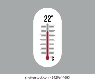 22 grados Celsius. Vector de termómetro para medir la temperatura del clima, pronóstico del tiempo y concepto de calor