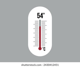 54 grados Celsius. Vector de termómetro para medir la temperatura del clima, pronóstico del tiempo y concepto de calor