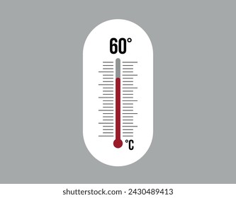 60° degrees Celsius. Thermometer vector to measure climate temperature, weather forecast and heat concept