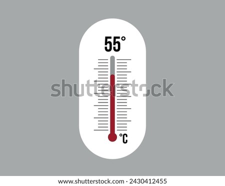 55° degrees Celsius. Thermometer vector to measure climate temperature, weather forecast and heat concept