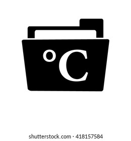 degrees Celsius - white vector icon ; black folder