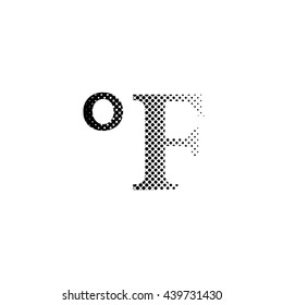 degrees Fahrenheit - black vector icon;  halftone illustration