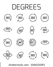 Degrees related vector icon set. Well-crafted sign in thin line style with editable stroke. Vector symbols isolated on a white background. Simple pictograms.