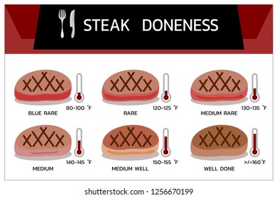 Degrees of steak doneness set , vector
