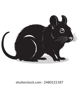 Degu outline and symbols. Dark level variety basic exquisite white foundation Degu animal vector and silhouette icon.